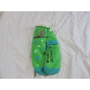 NWT! HARRY POTTER Slytherin SHERPA LINED GREEN SLIPPER SOCKS Non-Slip